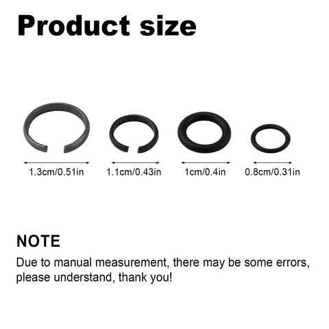 Impact Wrench Retaining Ring Clips With O Ring For Three Eighths And One Half Inch Sockets, sizes labeled in inches