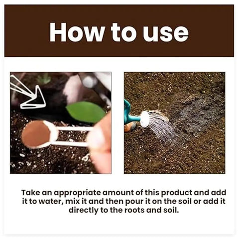 Guide showing how to use Plant And Lawn Growth Booster With Liquid Bone Meal Fertilizer To Revitalize Soil And Boost Root Health.