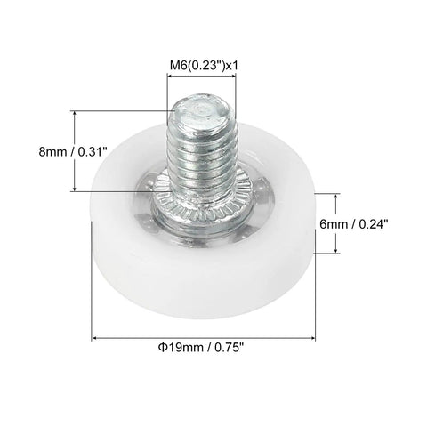 Heavy Duty 19Mm Drawer Rollers Replacement Pulley Wheels With Nuts Durable POM plastic slide hardware, 19mm size for smooth glide.