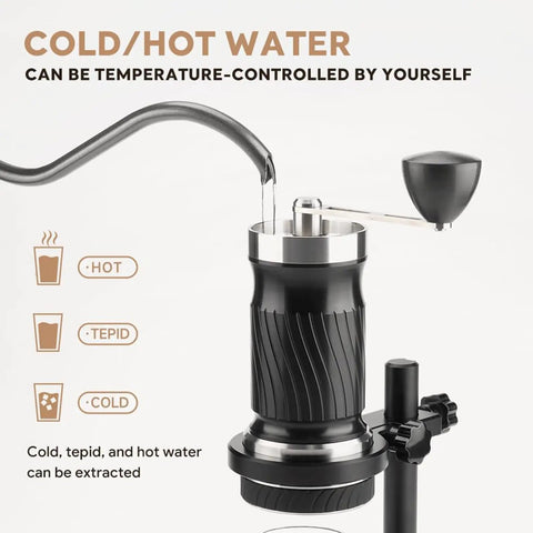 Slick Trail Ready Portable Manual Espresso Maker With Adjustable Temp And Nine Bar Pressure For Straight Up Creamy Lattes On The Go stainless steel with temperature control.