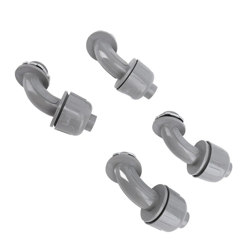Heavy Duty 20 Pack 1/2 Inch NPT Liquid Tight Connectors For Electrical Conduit in gray nylon, showcasing right angle fittings.