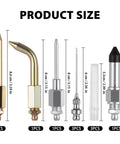 Product image showing the 7 Piece Grease Gun Accessory Kit With 3 Grease Needle Nozzles, 1 Needle Dispenser, Rubber Joint Fitting.