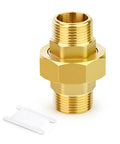 Brass Union 1/2 Npt Male To 1/2 Npt Male Pipe Fitting, Solid Brass, Corrosion Resistant, Industrial Use, Front View