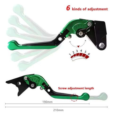 Top Notch Cnc Motorcycle Brake And Clutch Lever Kit For Yamaha Fazer 700 Fzx700 With Grips Handlebar Controls Installed Ready To Ride Smooth And Safe Today, 190mm lever, green black CNC alloy, 6-position adjustable