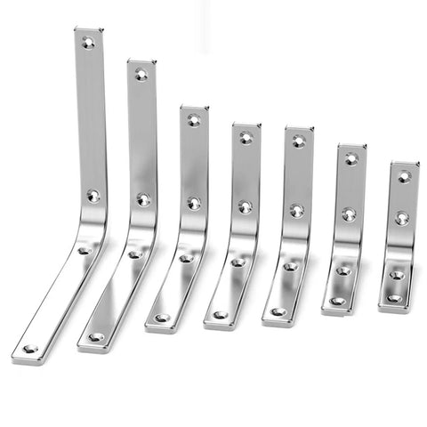 Stainless Steel L Brackets For Wall Shelves Heavy Duty Floating Shelf Supports in various sizes for reliable installation.