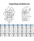 Output flange installation size drawing for Nmrv Series Worm Gear Reducer with Solid Aluminum Construction, dimensions provided.