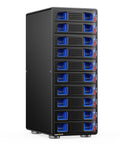 No Sweat Storage Beast 10 Bay Aluminum Desktop Raid Enclosure with active cooling fan, designed for 2.5 and 3.5 inch SATA drives.