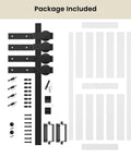 Big Time Space Saver Bypass Barn Door Hardware Kit For 28 By 84 Inch Double Sliding Doors including rails, wheels, and fasteners.