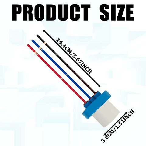 Ride Ready 9007 9004 HB1 HB5 Headlight Wiring Harness Socket Adapter showing product size in centimeters and inches.