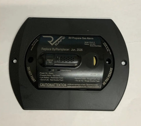 2-Wire Propane Gas Alarm For RVs Surface Mount Black Finish UL 1484/2034 Listed 5-Year Life front view