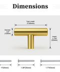 Dimensions of 30 Pack Single Hole Cabinet Knobs In Brushed Gold Finish For DIYers In The Kitchen 2 Inch Overall Length Smooth Rounded Edge