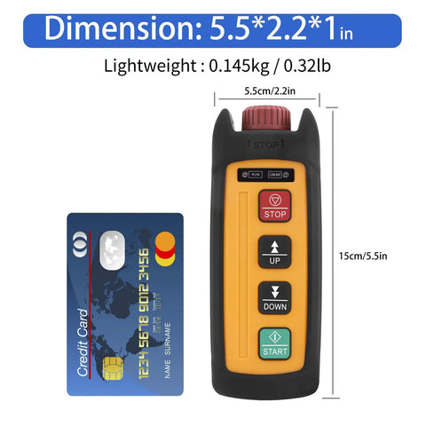 Compact Wireless Industrial Electric Chain Hoist Crane Remote Control Transmitter And Receiver For Mini Overhead Lifting Systems With 2 Channel Operations Ergonomic grip and clear button layout.