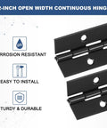 Top Shelf 18 Inch Piano Hinges, 4 Pack 304 Stainless Steel Continuous Door Hardware with corrosion resistant features.
