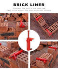 Two Piece Brick Line Puller Set With Leveling Wire Drawer Tool in use on red brickwork, showing positioning clips
