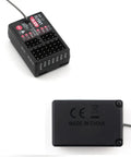FS-R7D 2.4GHz ANT Protocol Receiver With 7 PWM Channels, Single Antenna, top and bottom view, RC car and boat compatibility