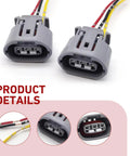 No Hassle Fix Straight Shot Three Wire Alternator Regulator Harness With Heavy Duty Waterproof Plug For Fast Drop In Install Compatible With Toyota Nissan Mazda Ford Dodge Gray Two Piece Set showing connectors and wires.
