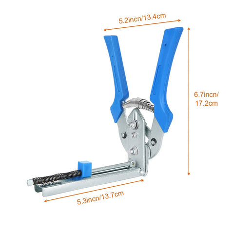 Two Pack Type M Nail Ring Pliers Kit With 1200 Zinc Alloy Hog Rings For Durable Fencing And Animal Cage Repairs Easy To Use DIY Friendly Rust Resistant Heavy Duty Tool Set with blue handles and size dimensions