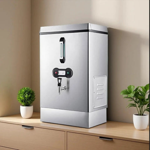 40L Commercial Water Boiler with Instant Boiling Water Dispenser, pure copper heating tube, stainless steel for offices.