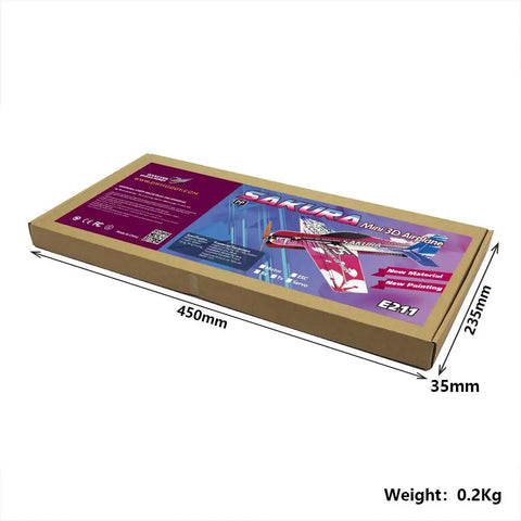 Sakura Micro Indoor RC Plane Kit With PP Foam For 3D F3P Electric Flight 420mm Wingspan box packaging