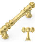 Heavy Duty Zinc Alloy Brushed Gold Cabinet Pulls 3 Inch Center to Center 76mm Set of 10 close-up view