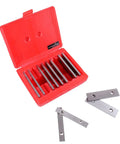 Garage Ready Premium Workshop Grade Precision Machinist Parallels Eighth Inch Thick Five Inch Long Ten Matched Pair Drill Press Layout Blocks Hardened Tool Set in red case.