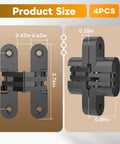 Invisible Cabinet Hinge Set For Clean Minimal Doors No Drama With 180 Degree Hidden Hinges And Quiet Close Concealed Hardware Black 0.63 To 2.76 Inches 4 Pack DIY Friendly Supports Up To 33 Lbs Mdkave