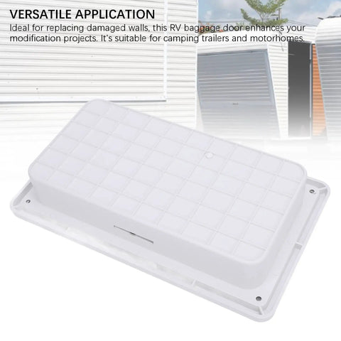 Heavy Duty RV Baggage Door Toolbox With Safety Latch And Drain Bottom Cap Rock Hard Abs Shell showing panel design for trailers