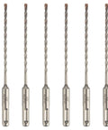HLOFIZI 5/32 in x 6 in SDS-Plus hammer drill bits, carbide-tipped masonry bits, 6-pack, silver