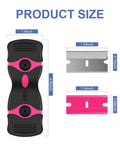 Two Pack Double Edged Razor Blade Scraper Tool Kit With 30 Blades, Glass Window Cleaner, product size diagram with dimensions