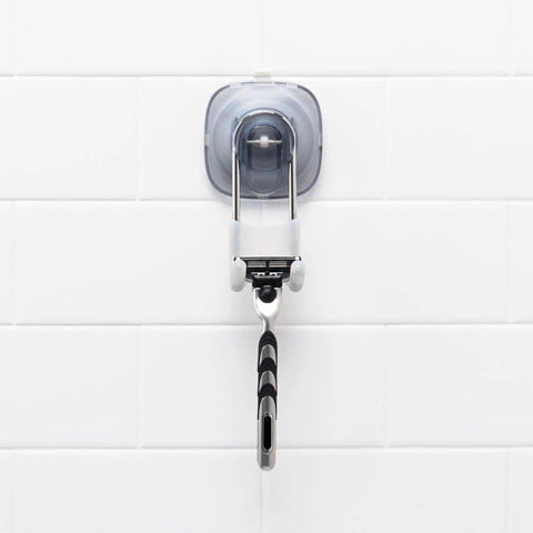 Suction Shower Hook For Loofahs Towels And Razors, No Drill Bathroom Organizer With Strong Suction Cups on smooth tiles with razor