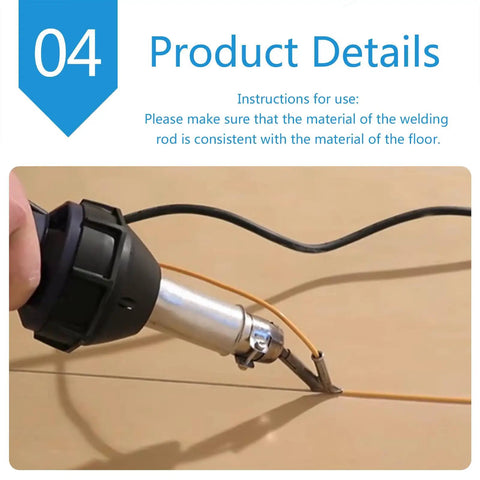 Image of using a heat tool for welding with Premium 100M Black PVC Welding Rods For Flawless Sports Floors And PU Repairs.