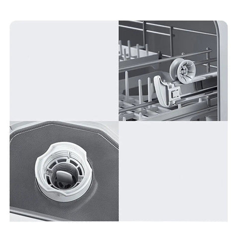 Close-up of the triple filter in the Compact Countertop Dishwasher Five Place Settings Fully Automatic Smart Air Dry.