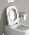 White Toilet Seat And Cover With Stainless Steel Hinges And Soft Close No Fuss, Removable For Easy Cleaning, Durable Upgrade