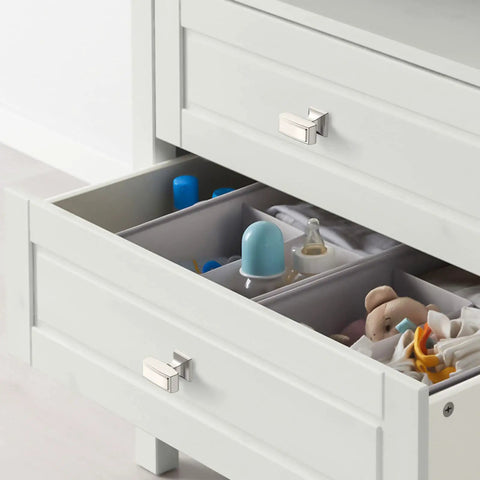 Brushed Satin Nickel Cabinet Knobs 1.4 Inch Pack of 30, Easy Install Single Hole Drawer Knobs For Kitchen, Bathroom, Dresser Cabinets, 35mm, Durable Pulls Model ZH0010 on a white dresser drawer