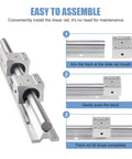 Easy assembly guide for Two Piece SBR16 2000mm Linear Rail Kit With Carriages And Limit Rings For DIY CNC Machines in steps