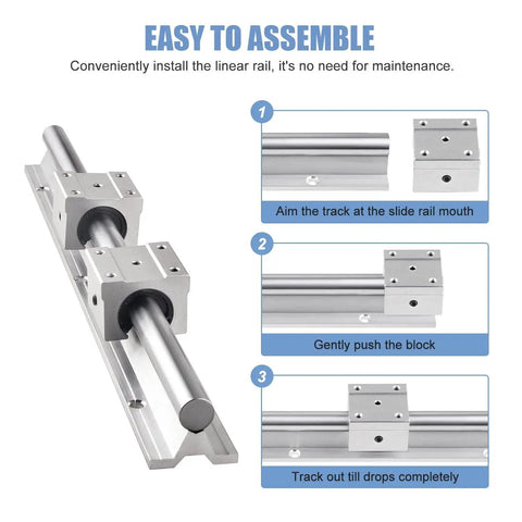 Beefy DIY CNC Linear Rail Kit With Two SBR20 300mm Rails Four SBR20UU Carriages Four 20mm Limit Rings Pro Grade Carbon Steel Guide Rails