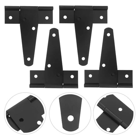 Heavy Duty Outdoor Gate Hinges T Strap Tee Hinge Set For Wooden Fences And Gates With Rust Resistant Finish Built To Last And Easy Mount Hardware For Multiple Gates, black metal set