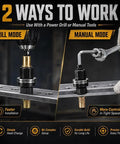 Heavy Duty Carbon Steel Rivet Nut Tool Set Kit For M3 To M12 With Durable Sleeves And Precise Threads Pro Grade Performance For Garage Workshop Or DIY Projects Fast Clean Nutsert Install Every Time. Drill and manual mode on steel panel.