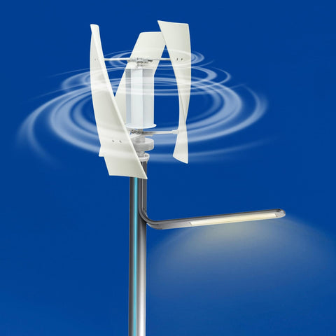 Vertical Axis Wind Turbine Kit With Controller And IP67 Protection, Ultra Quiet Off Grid Power For Home RV Business And Industrial Use, 100W 24V White 4 Blades
