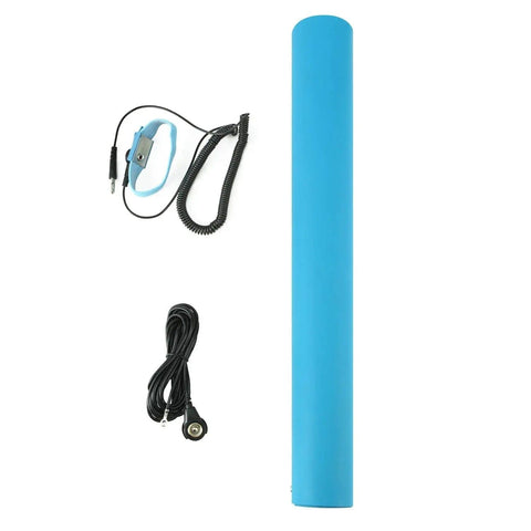 ESD Mat Kit With Wrist Strap And Grounding Cord For Electronics Workstations 20 By 24 Inches Nitrile Rubber Blue Pro Grade