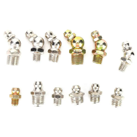 130 Piece Grease Fitting Set With 45 Degree And Straight Nipples for automotive and industrial maintenance, iron plated