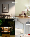 12 Pack A19 LED Light Bulbs, 9W Daylight 5000K installed in dining room, living room, outdoor, and kitchen settings