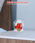 Clear 4 Inch Snow Globe Kit with fillable plastic ball and red flower on minimalist table for DIY decor and gift ideas