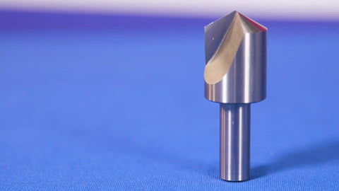 Front view of a Three Piece Single Flute Countersink Set With 82 Degree Cutting Angle for flathead screws, showing metal single flute design.
