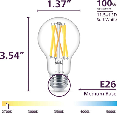 LED A19 60W Equivalent Soft White Bulbs 2700K 800 Lumen 8 Pack Dimmable Frosted Flicker Free EyeComfort CRI 95