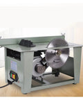 Featherweight Mini Table Saw For Woodworking With Sturdy Metal Base And Killer 3800 Rpm Action showing blade and motor setup.