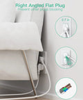 Right angled flat plug of 16 In 1 Tower Power Strip With 12 Outlets And 4 USB Ports Including USB C Flat Plug 1800 Joules Surge