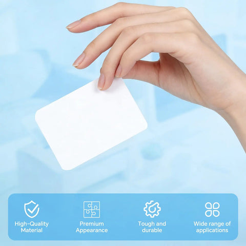 Top Shelf 1000 Pack Blank CR80 PVC ID Cards, Thick 30 Mil White Plastic Credit Card Size Swipes held in hand