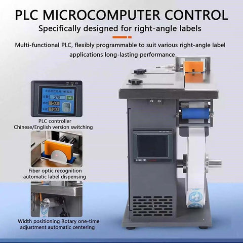 Semi-Automatic Desktop Labeling Machine With Touch Screen Control Precision Microcomputer System for accurate right-angle label placement.