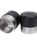 2 Pack Stainless Steel Trailer Wheel Bearing Protector Caps with Grease Level Check, 1.980 Inch Diameter, angled view